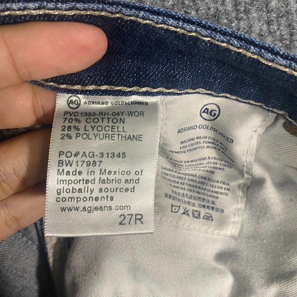 AG Adriano Goldschmied Jeans 27 Blue Denim Stilt Roll Up Cigarette Mid Rise - Picture 10 of 10